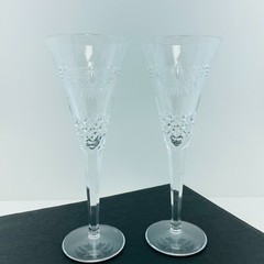 Waterford Crystal Champagne Flutes The Millennium Collection PEACE Dove Pair