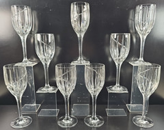9 Mikasa Uptown Water Goblet Set Elegant Crystal Clear Cut Drinking Stemware Lot