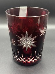 WATERFORD Snowflake WISHES Ruby RED DOF 1st PRESTIGE ED JOY Old Fashioned Glass