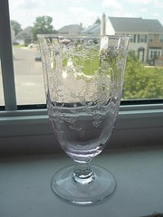 LENOX – FOSTORIA NAVARRE – PINK ICE TEA GLASS – 5 7/8″ – EXCELLENT CONDITION