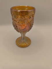 Vintage Imperial Marigold Carnival Glass 4″ Grape Stemmed Wine Cordial Goblet