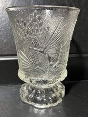 Vtg. Pinecone Ponderosa Pine Footed Tumbler Glass 4.5” Tall, Indiana Glass Clear