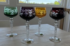LAUSITZER GLAS 4 8.25 AJKA MARSALA Cut Crystal Handcut Mouthblown Goblets