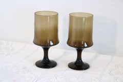 LIBBEY TAWNY IMPROMPTU Brown 6 3/8″h Water Wine Goblets Glasses Set of 2