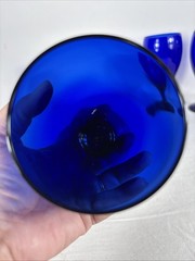 Set of 4 Libbey Cobalt Blue Water Goblets 7.25” Vintage Glass USA Stemware