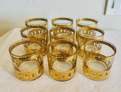 Culver Antigua Vtg MCM Barware Glasses «Set Of 9”