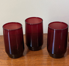 8 Pc Anchor Hocking Royal Ruby Red Glasses = 2 Tumbler, 5 Juice + Votive Holder