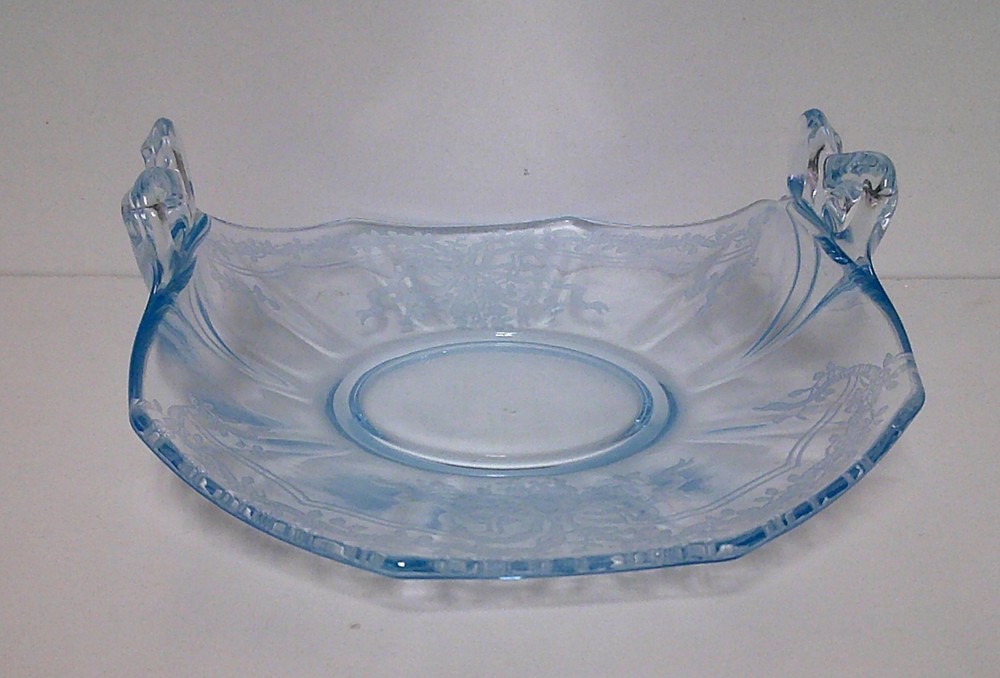Fostoria JUNE (AZURE BLUE) Bon Bon with Bow Handles NICE More Items Here
