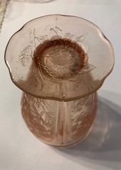 Jeanette Cherry Blossom Depression glass pink footed tumbler