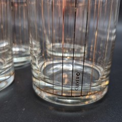 Lot 4 Vintage Culver Glass Devon Gold 22k Vertical Stripe Rocks Glasses Signed