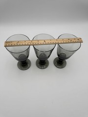 3 Libbey Nova Black, Smoke Gray Stemmed Water/ Wine Goblets