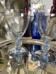 2 VTG Aurora Moonlight Blue 6-1/4» Water Goblet Cambridge Optic Crystal Glasses