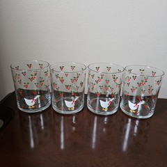4 Vintage Christmas Country Goose Drinking Glasses CHD 1984 Anchor Hocking 4″