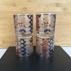VTG Set of 4 Culver Imari Double Old Fashioned Low Ball Rocks Glasses 22k gold