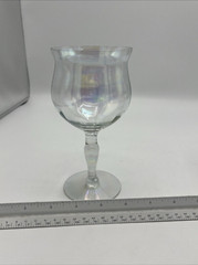 Iridescent Clear Wine Glass Goblet 6 1/2″ Tall Lot of 2