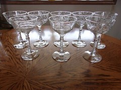 Champagne Etched Rock Sharpe Floral Blown Stem 6 Oz – Set of 8 Glasses