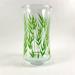 Vintage Libbey St. Clair Green Bamboo Leaf Glasses Set of 6