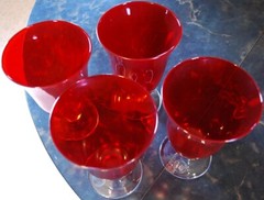 Set 4 LENOX HOLIDAY GEMS RUBY All Purpose Wine/Water Goblets Red Crystal 6 3/8″