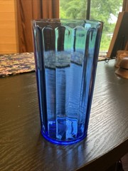 Vintage Hazel Atlas Cobalt Blue Panel Optic Tumbler 4 5/8″ 8 oz.