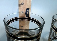 (593) MCM Black & Gold Double Old Fashioned After Hours Luminarc Set Of 2 MINT