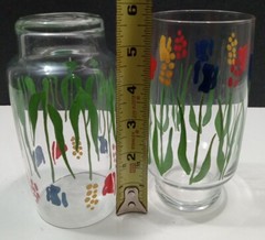 Lot 2 Clear Glasses Tumblers Spring Garden Luminarc Durand Tulips Flowers 12oz