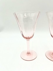 Set of 2 Tiffin Franciscan Pink Depression Glass Wine Glasses