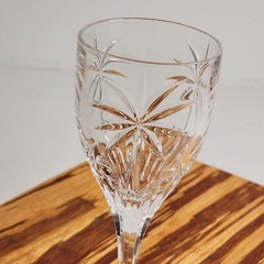Godinger Heavy Crystal Cut South Beach Collection Palm Tree Wine Glass EUC