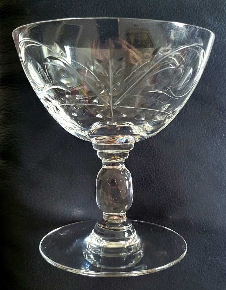 6 Heisey Cabochon Debutante 1066 Cut Crystal Stemmed 6oz Champagne Glasses 1950s