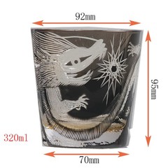 Whiskey Glass Hand Cut Crystal Tumbler Edo Kiriko Chinese Dragon Loong 11oz