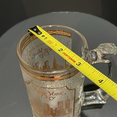 Culver Glass New York City Twin Towers Stein Souvenir 22k Gold 5.5” Vintage