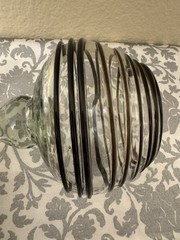 Mexican hand blown Glass Goblets Black Swirl Pattern Set of 3 Round