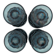 Vtg 1960s Colony Whitehall Riviera Blue Footed Water Glass Set Tumbler 4 3/8″ H