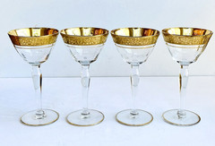 Tiffin-Franciscan 24K Gold Rimmed Rambler Rose Wine/Cordial Glasses (4) – 5 3/8″
