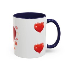 Valentine «Be Mine» Accent Coffee Mug — Heart & Kisses (11/15 oz)