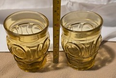 Bulls Eye Tumbler Glasses Amber Set of 2 10 oz Each