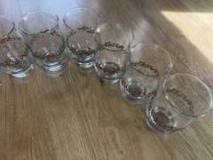Set 10-Libbey Holly & Berry Tumblers Clear Glass with Gold Rim Christmas Holiday