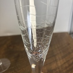 Etched Fish And Bubbles In Glass Champagne Flutes 10.5” Glasses – Set of 2