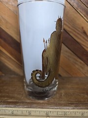 Sagittarius Zodiac Glass Tumbler Gold Print Highball Tom Collins Barware Vintage