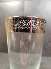 Vintage Champagne Silver Rimmed Designed Glasses Tall Footed Fluted