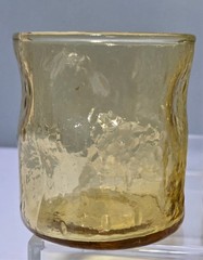 4 Amber Pinch Dimple Thumbprint Seeded Textured Blenko Style Glass Tumblers