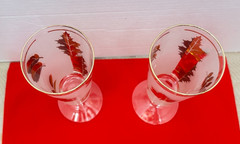 MCM Vintage Libbey Gold Leaf Autumn Pilsner Beer Glasses, Set of 2 Bar Glasses