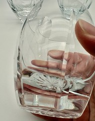 Stunning Block Crystal Cut Glass Old Fashioned Rocks Whiskey Tumblers Dots