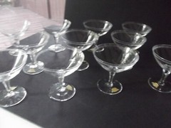 (11) Champagne Sherbet Glasses, Rosenthal Crystal oval Border etched stem 406