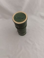 Vintage MCM Libbey Green Tiki Bamboo Ceramic Tumbler Vase, 7.5” Tall Excellent!