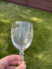 Durand Cristal D’Arques Wine Glasses DAMPIERRE 6.5″ Etched Victorian Set of 6