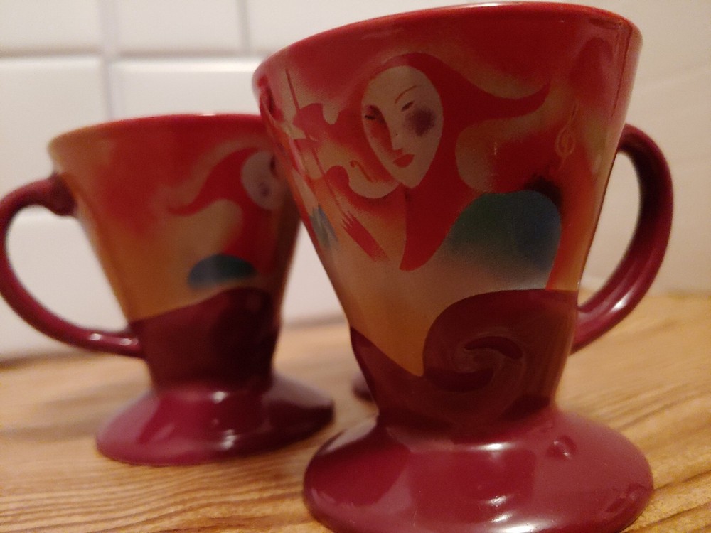 3 Linda Frichtel Sambucca/Espresso Artist Signed Cups VTG Carnival 1999