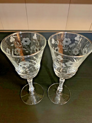 Rock Sharpe Cut Crystal Buttercup 7 3/4″ Water Stem Goblets 2012 Set of 2