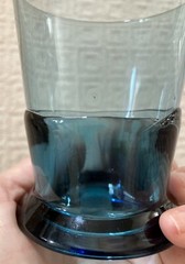 Set of 2 Pier 1 – Double Dip Blue – Footed Tumbler – 3 1/2″ Tall 6 Oz
