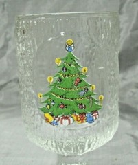 Vtg Indiana CRYSTAL ICE Christmas Tree Textured Warm Clear 4-5+» Footed Tumblers