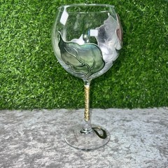 Floral Hand Painted Gilded Wine Art Glass AMADEO Verona ITALY Una Alla Volta
